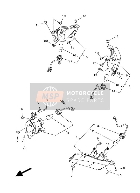 59C833200000, Voorkant Knipperlicht Assy 2, Yamaha, 0